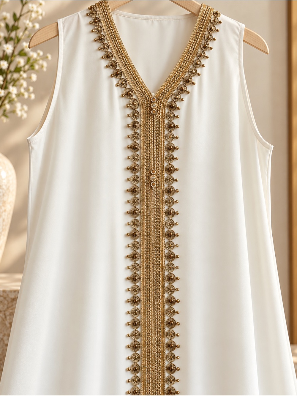 Elegant Red and Gold Embroidered Women's Coat